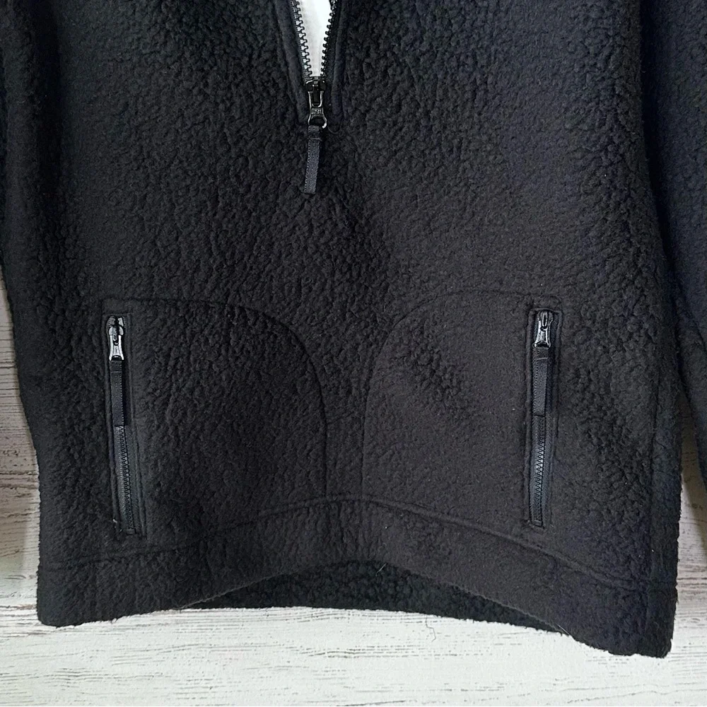 NWT J. CREW Polartec Women’s Fleece Half Zip Pullover Teddy Jacket Black XXS - Picture 3 of 9
